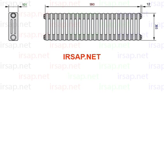 чертеж радиатора Irsap Tesi 30365-2230365-22-23-01